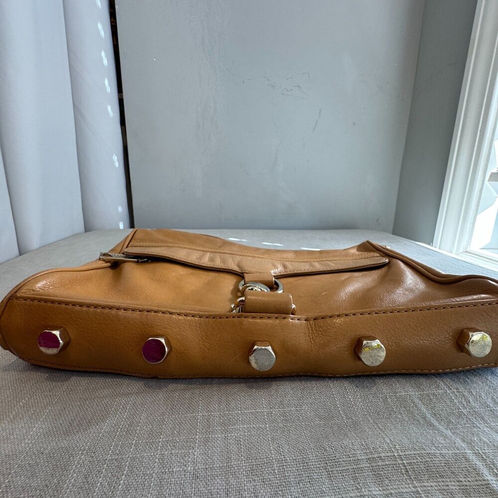 Rebecca Minkoff MAC Crossbody Bag Tan Leather Studded Chain Strap - Picture 10 of 14